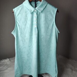 Womens Nike Golf Jacquard Sleeveless Polo Teal Print All Over Size‎ Large